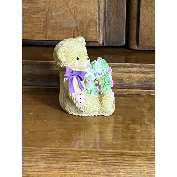 Vintage Cherished Teddies Sparkling Hearts February Heart Wreath Valentine Bear - Picture 4 of 5